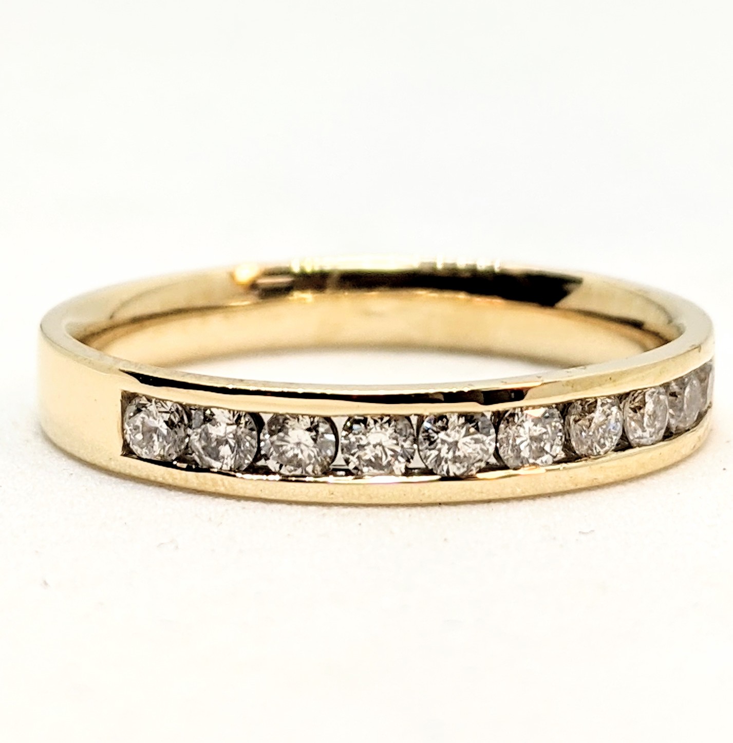 Jonc or 14K, semi-éternité, 10 diamants pour 0.35 carat