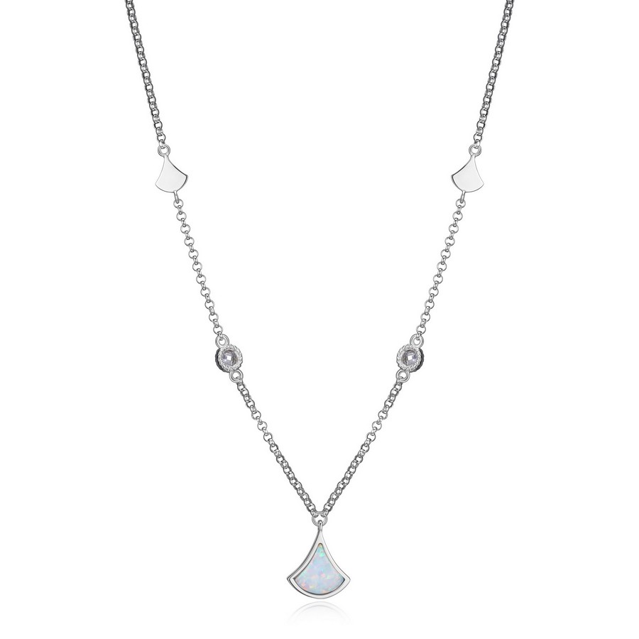 Pendentif pour femme en argent 925, opale, cubic zirconium