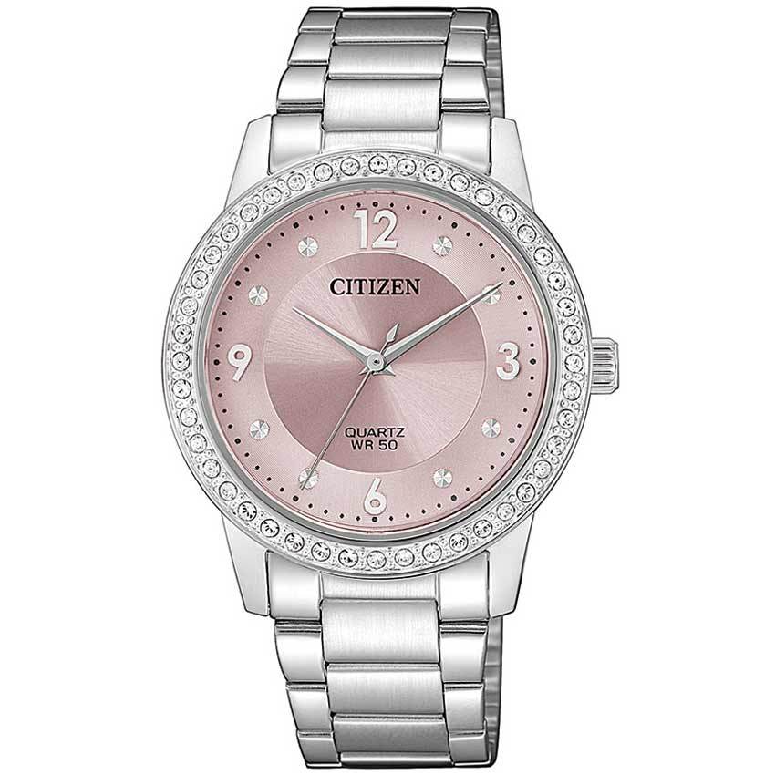 Montre femme en stainless, cadran entouré de cristal swarovski