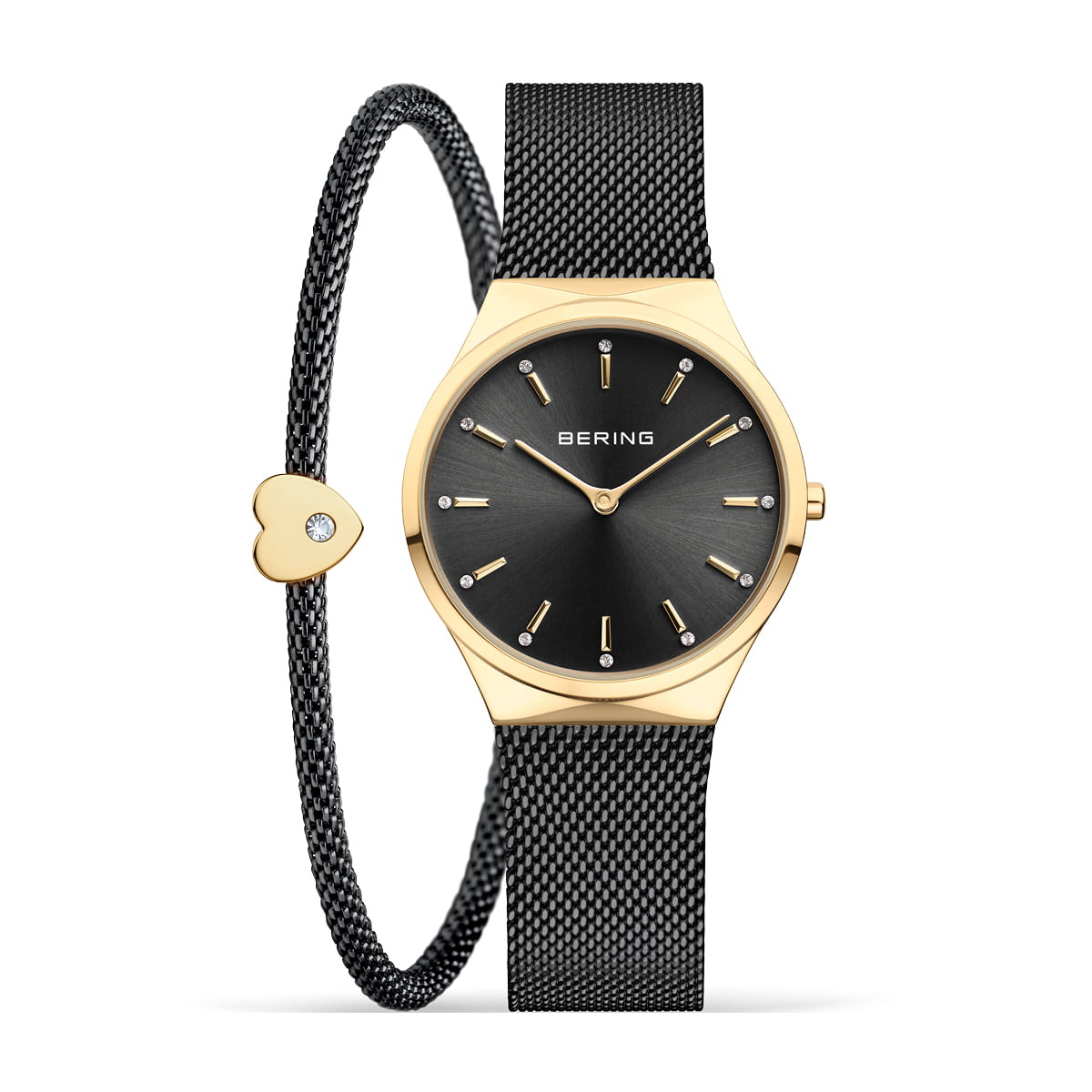 Ensemble de montre et bracelet pour femme en stainless, cubic zirconium, verre saphir, 3ATM - 12131-132-GWP - Bering