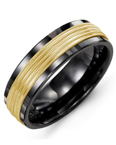 Bague pour homme en or 10k et céramique