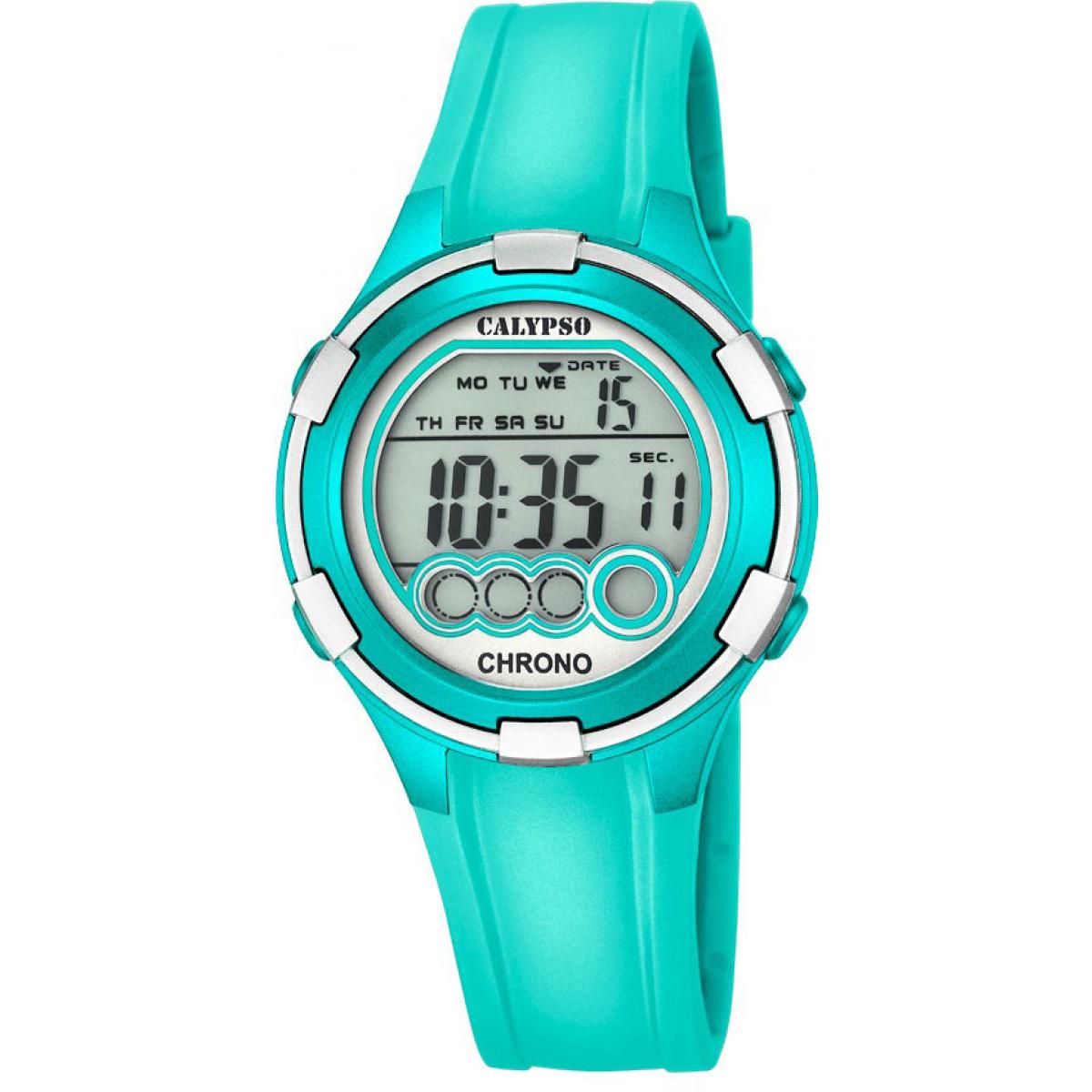 Montre enfant, stainless, bracelet silicone, 10ATM, chrono