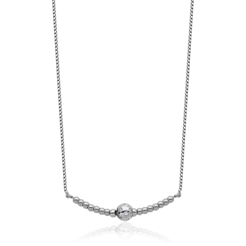 Pendantif stainless, boules garnies de pierres