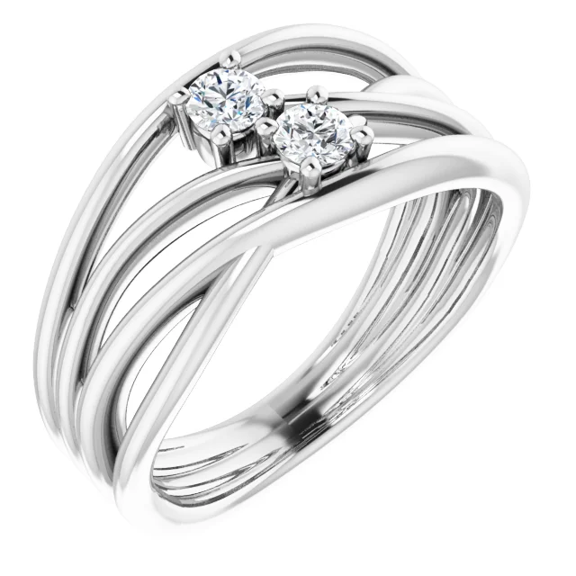 Bague pour femme en argent 925, 2 saphirs 3mm - 123509 - Fortier Design