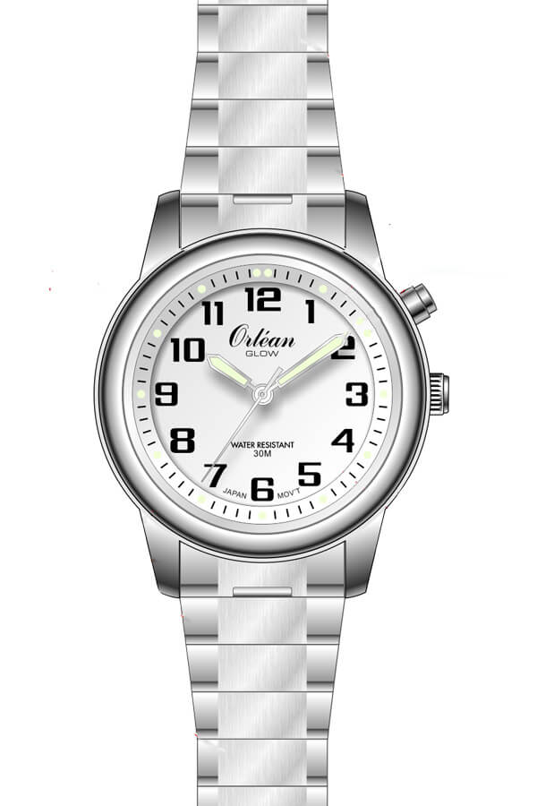 Montre pour femme en stainless, bracelet élastique, 3ATM, lumière - ME3644 - Orléan