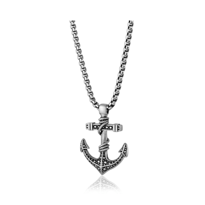 Pendantif stainless, ancre entourée de corde