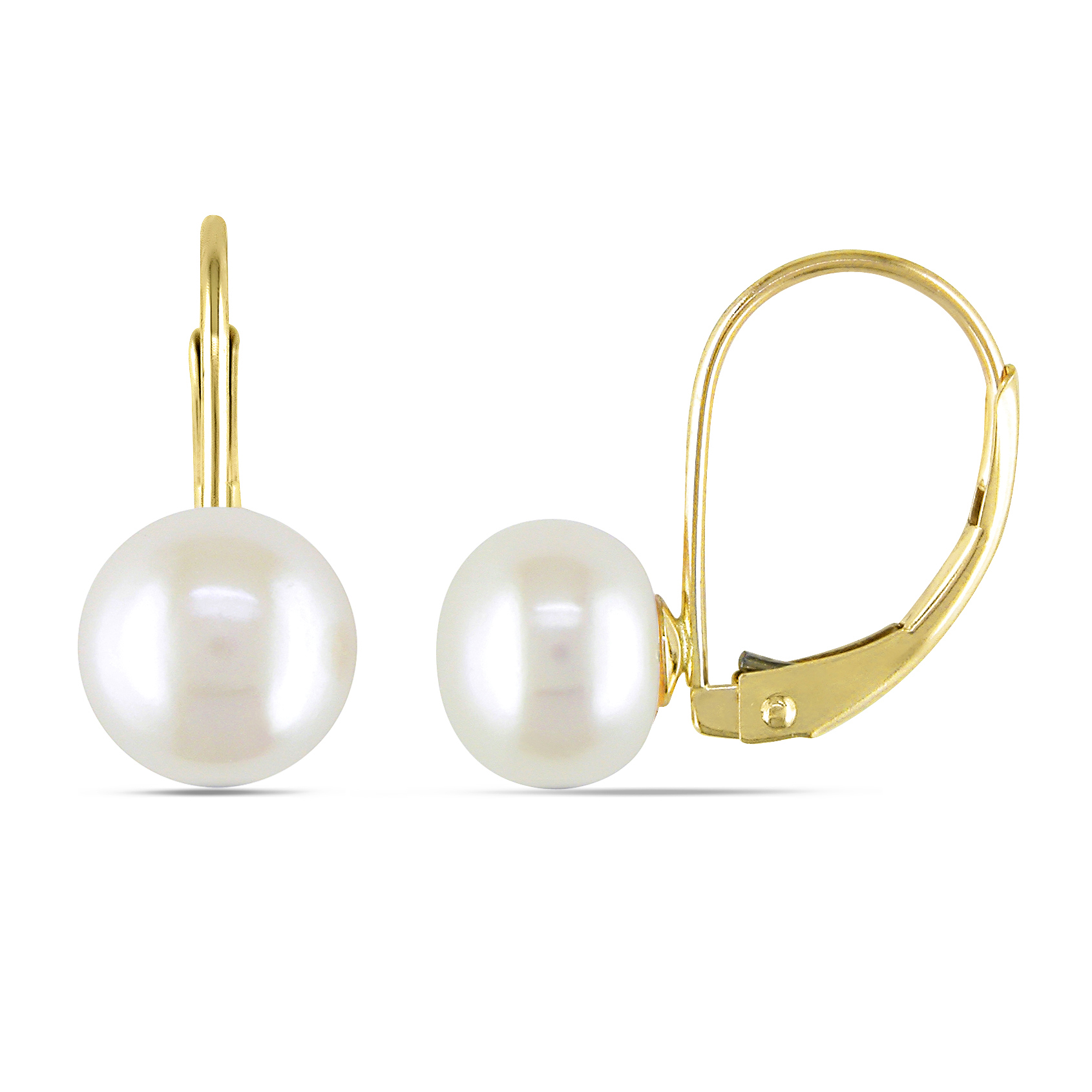 Boucles d'oreilles pour femme en or 10K, perles de culture 7-7.5mm