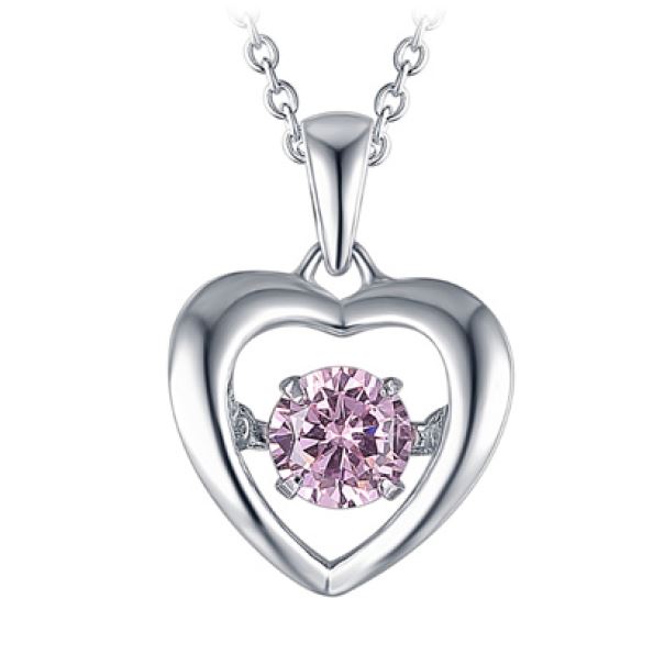 Pendantif argent 925, coeur, 1 pierre dansante