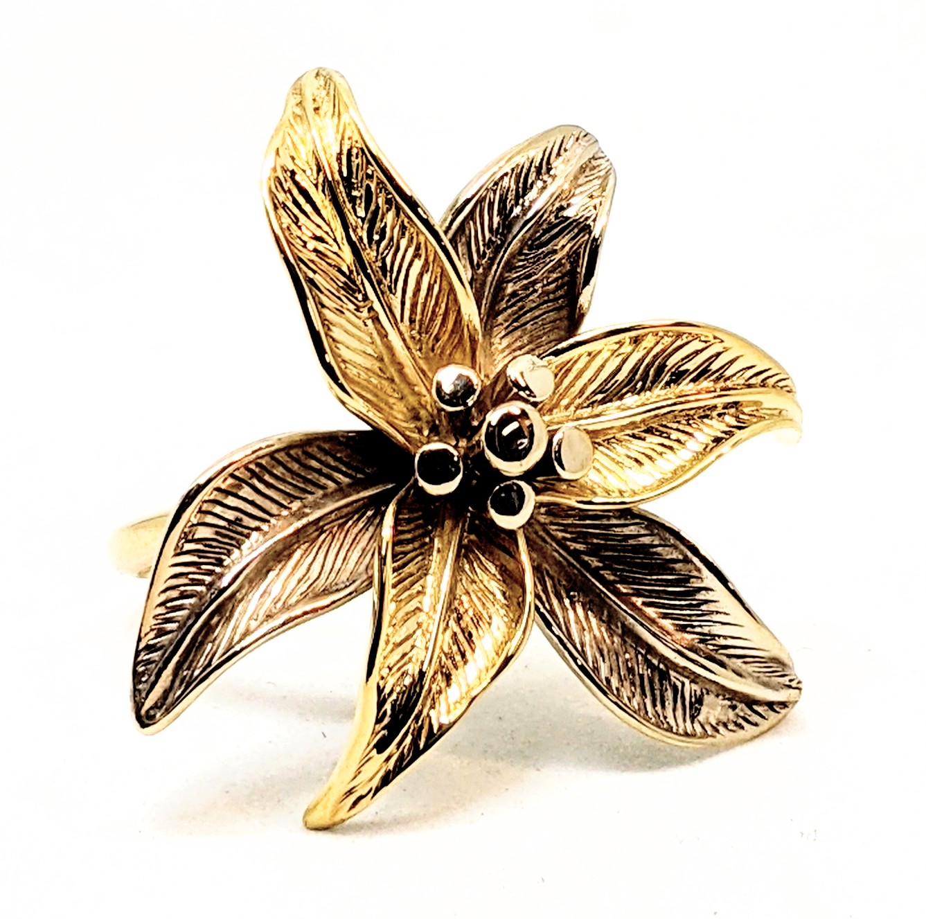 Bague en or 14K, fleur