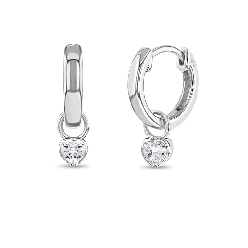 Boucles d'oreilles pour femme en argent 925, coeurs, cubic zirconium - SS-03-00325 - In Season Jewelry