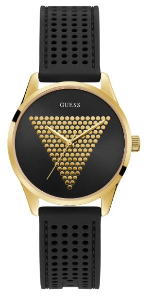 Montre femme, stainless, bracelet silicone noir