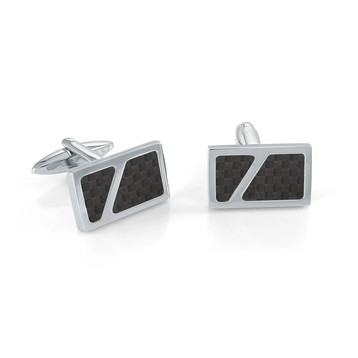 Boutons de manchettes pour homme en stainless et fibre de carbone - CL55 - Italgem