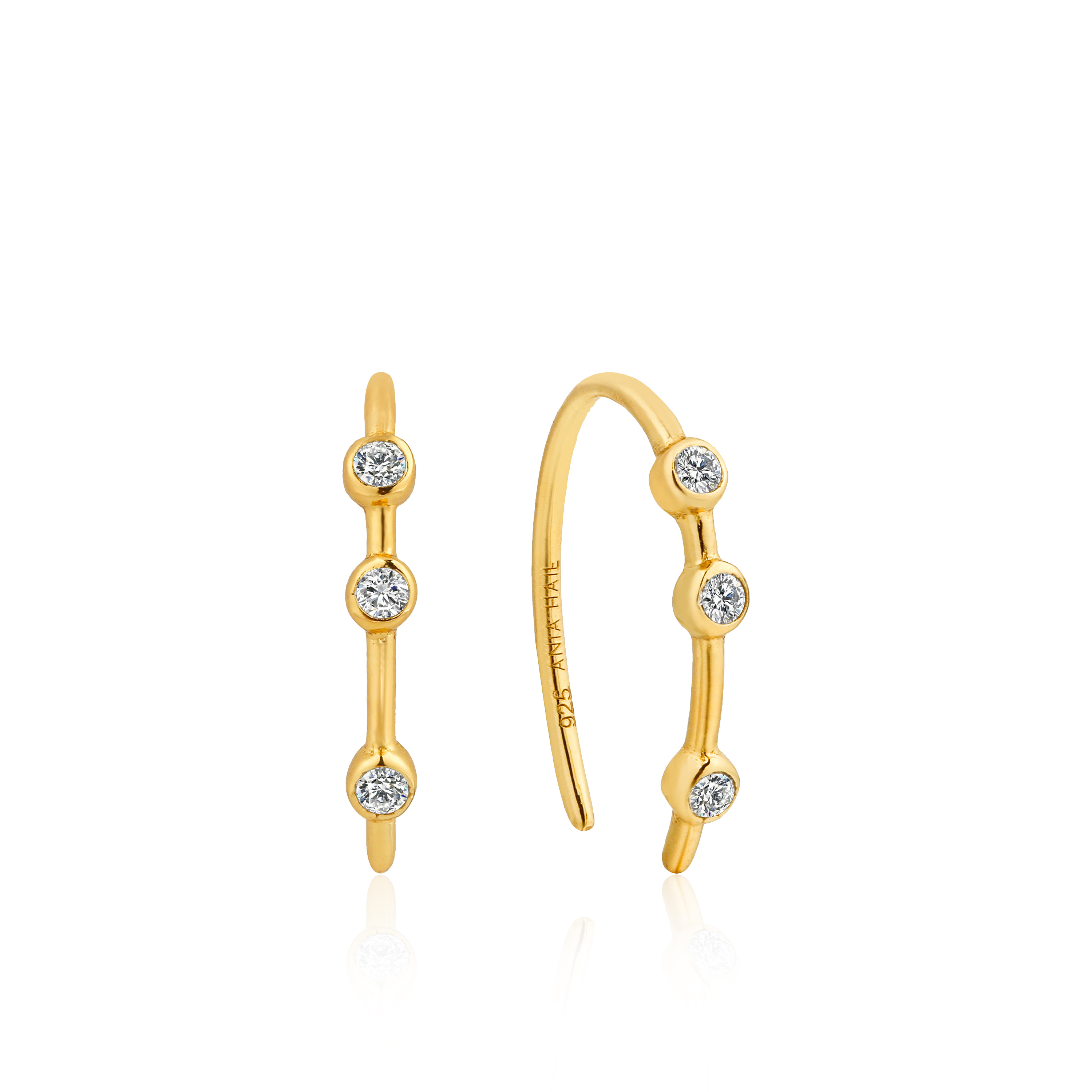 Boucle d'oreille argent 925, 3 pierres