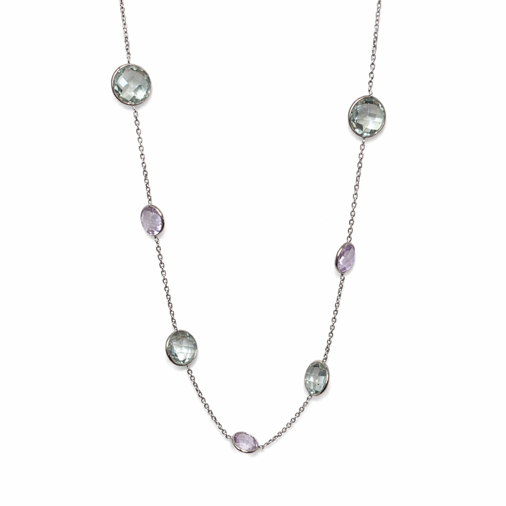 Collier pour femme en or 14k, 9 améthystes - 705W4F3E - BCouture