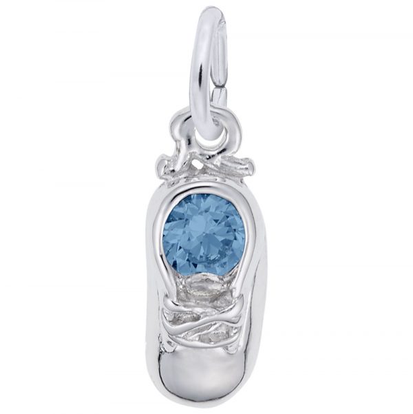 Pendentif en argent 925, soulier, pierre de naissance