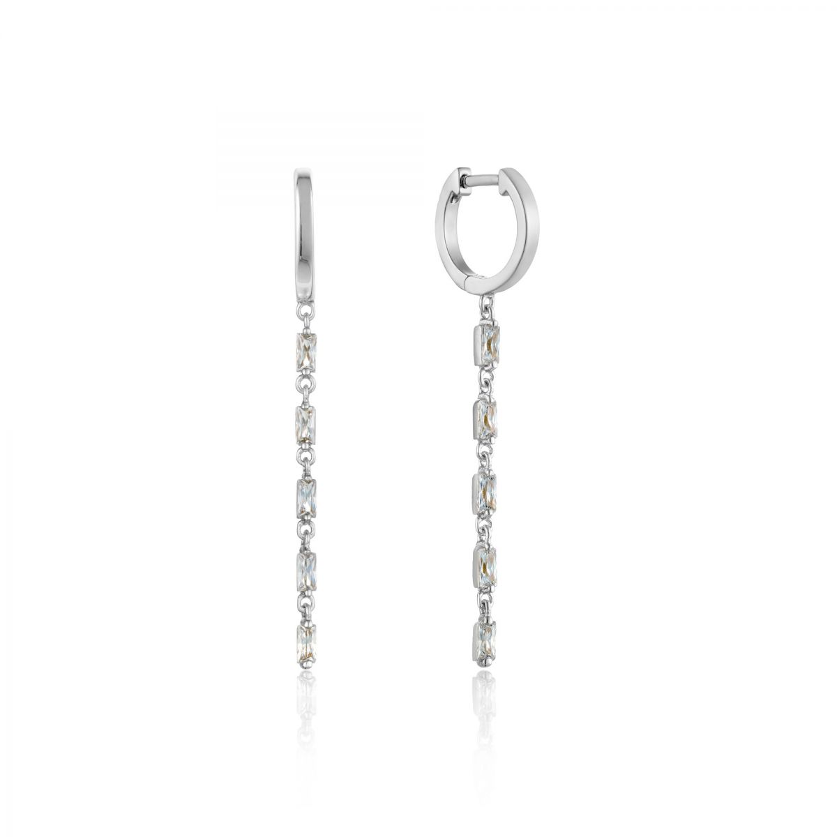 Boucles d'oreilles pour femme en argent 925, 10 pierres rectangles, huggies