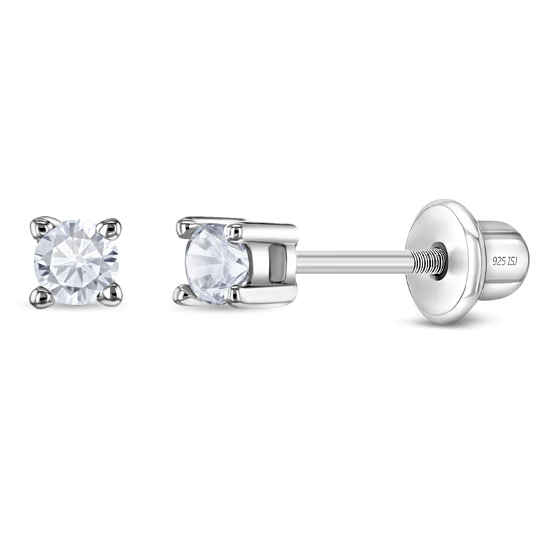 Boucles d'oreilles vissées pour enfant en argent 925, cubic zirconium - SS-03-00113 - In Season Jewelry