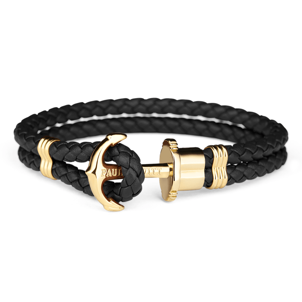 Bracelet cuir / stainless double, ancre