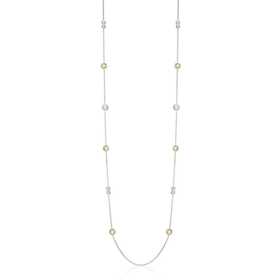 Collier pour femme en argent 925, perles d'eau douce, zircons