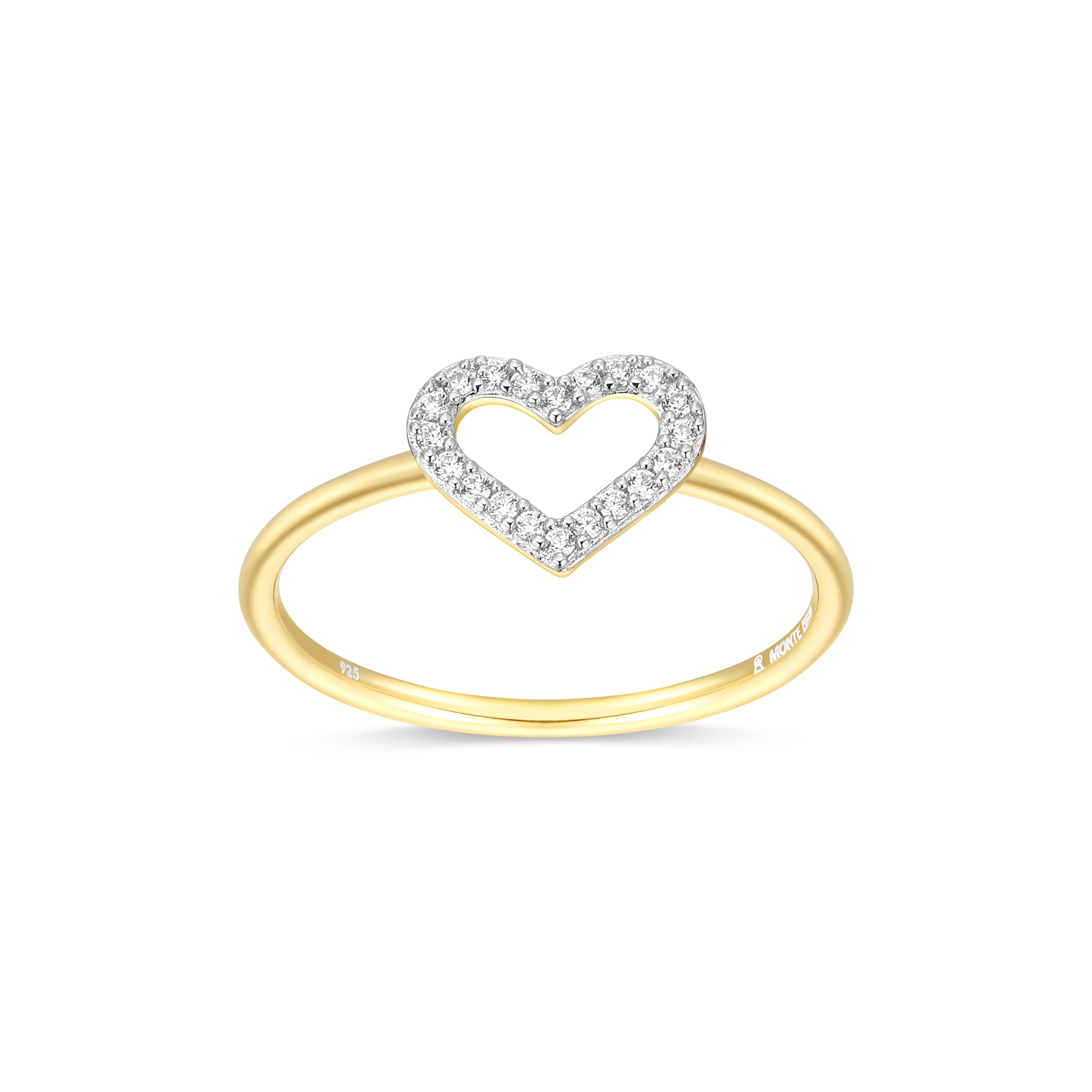 Bague pour femme en argent 925, 0.10 carat de diamants laboratoires, coeur - 34AQBRKHAC - M by Monte Luna