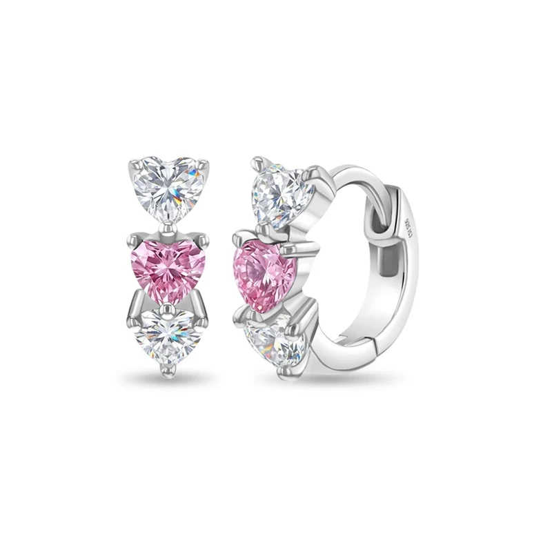 Boucles d'oreilles pour enfant en argent 925, coeurs, cubic zirconium - SS-03-00252 - In Season Jewelry