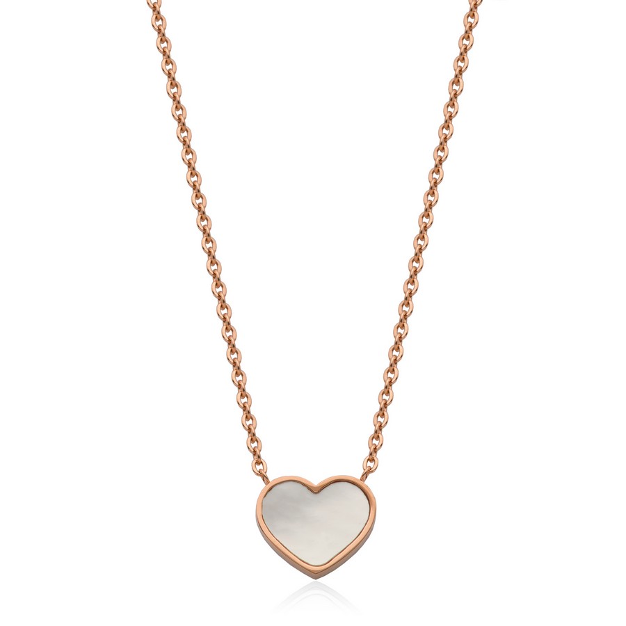 Pendantif stainless, coeur, necre de perle