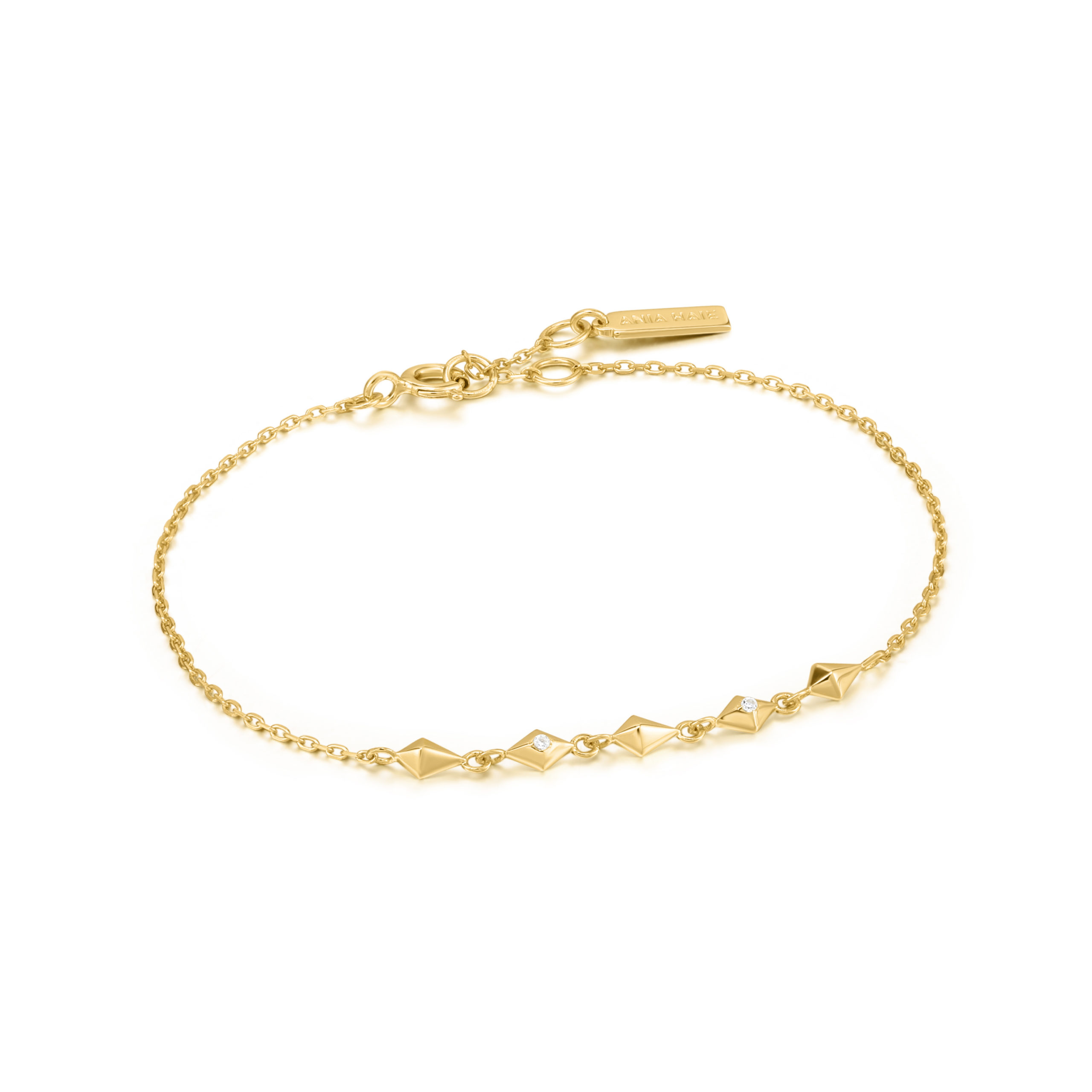 Bracelet argent 925, 5 losanges, 2 pierres