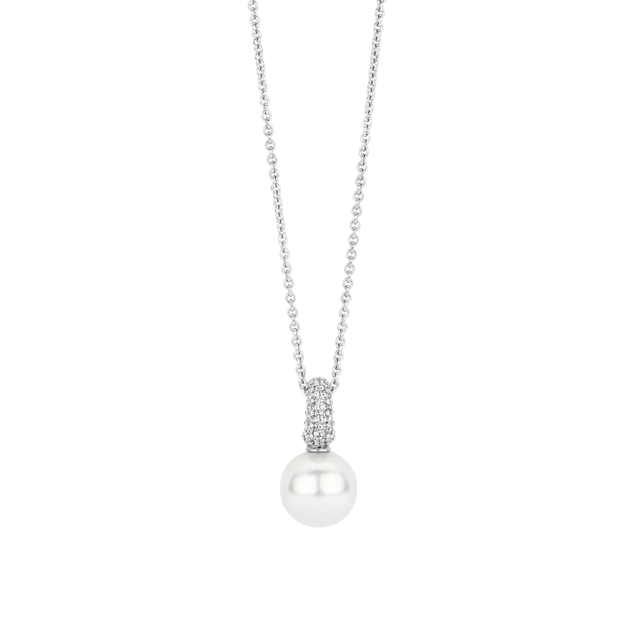 Pendentif pour femme en argent 925, cubic zirconium, perle - 6834PW - Ti Sento Milano