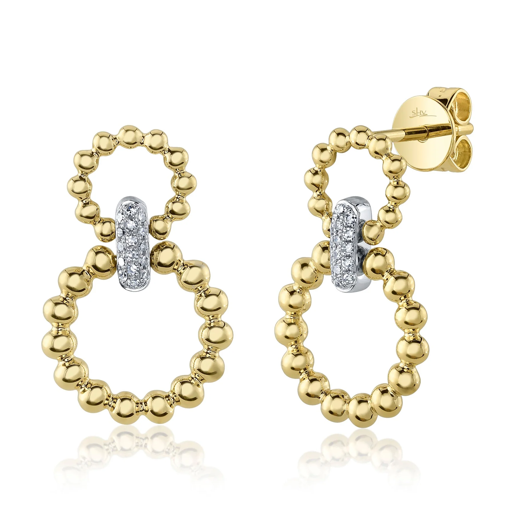 Boucles d'oreilles pour femme en or 14k, 0.07 carat de diamants SI - SC55025125 - Shy Creations