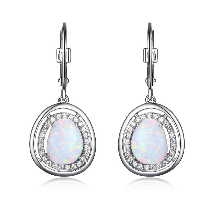 Boucles d'oreilles argent 925, pierres blanches colorées, crochet
