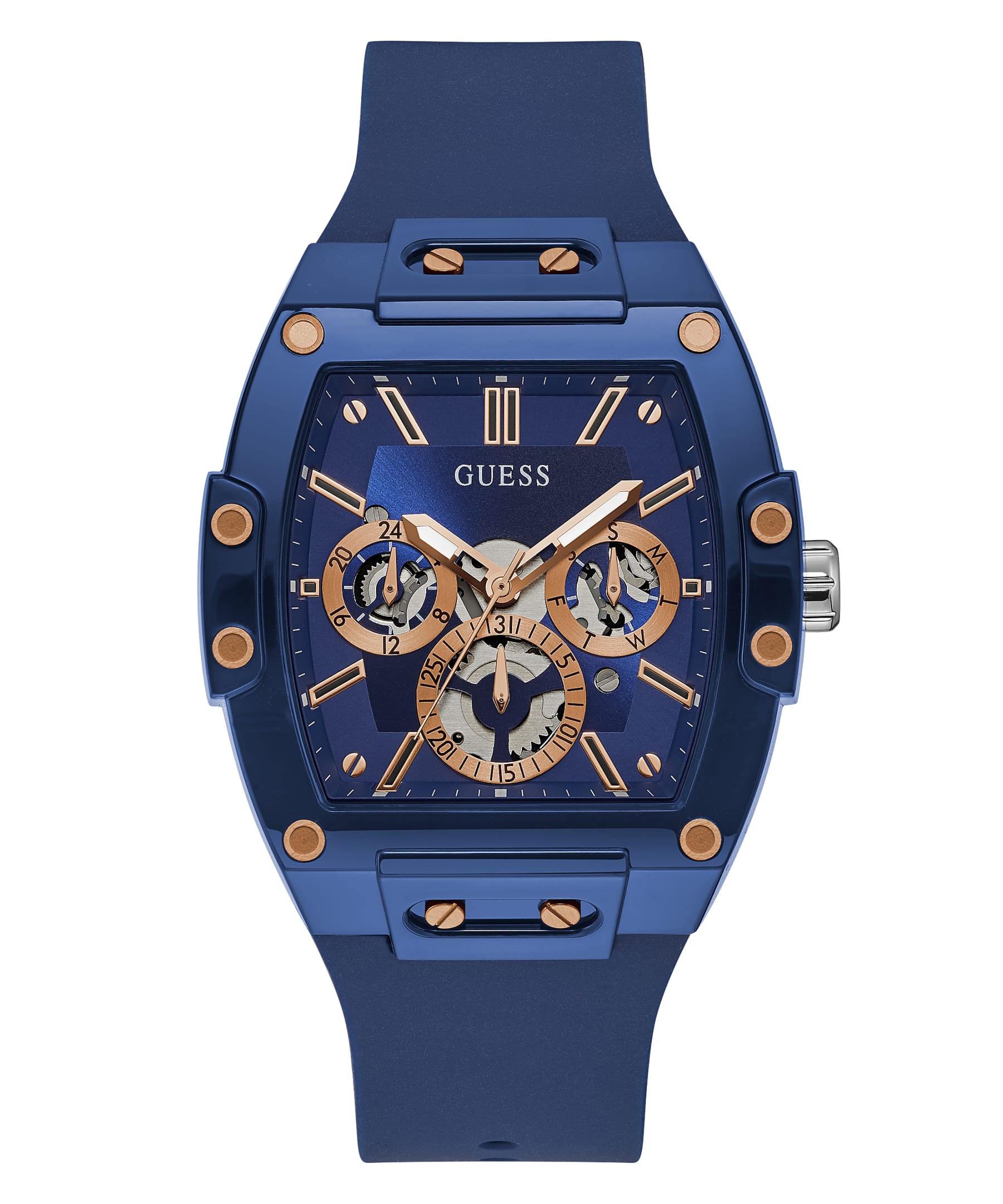 Montre pour homme, bracelet de silicone, cadran rectangulaire