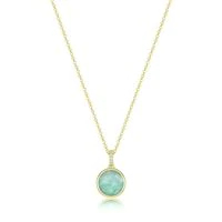 Pendentif pour femme en argent 925, zircons, amazonite