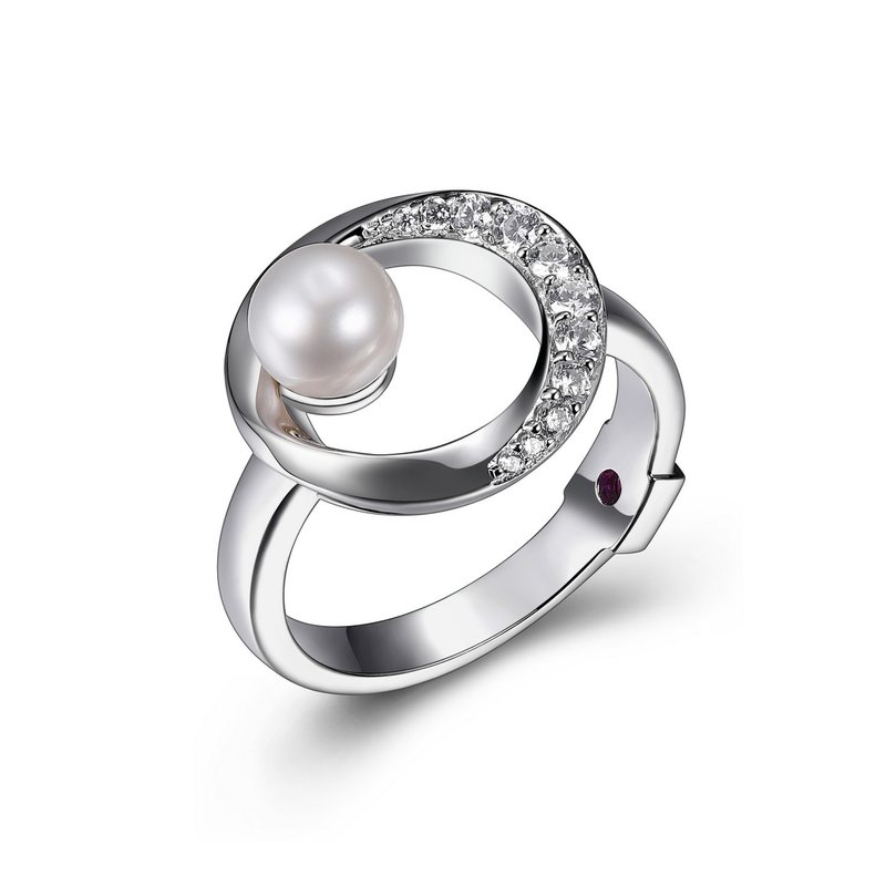 Bague pour femme en argent 925, zircons, perle