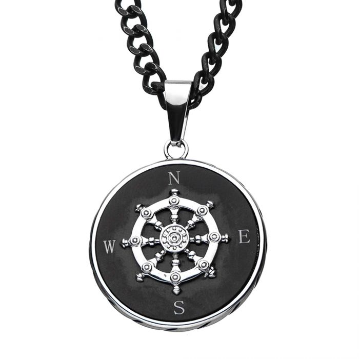 Pendentif pour homme en stainless, gouvernail