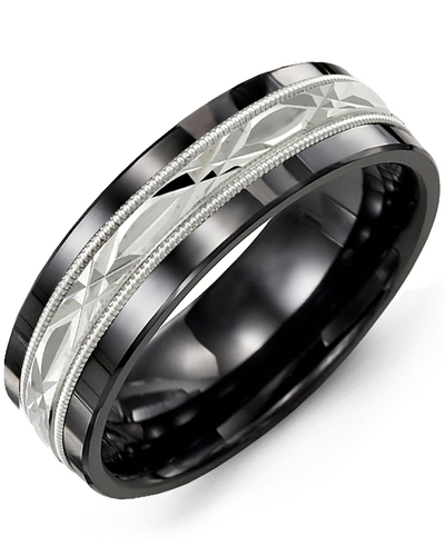 Bague homme or 10K et céramique noire