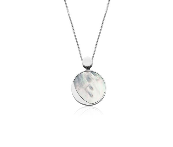 Pendantif stainless, médaillon, nacre de perle