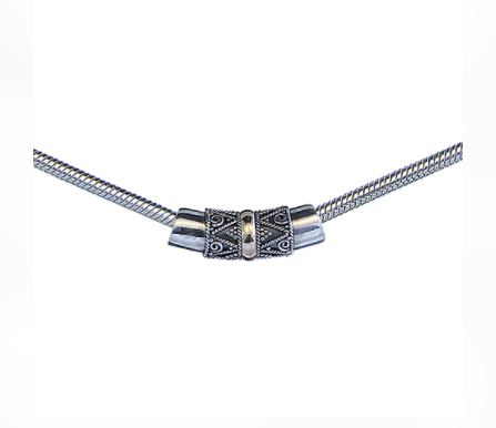 Pendentif pour femme en argent 925 et or 18K, chaine en stainless