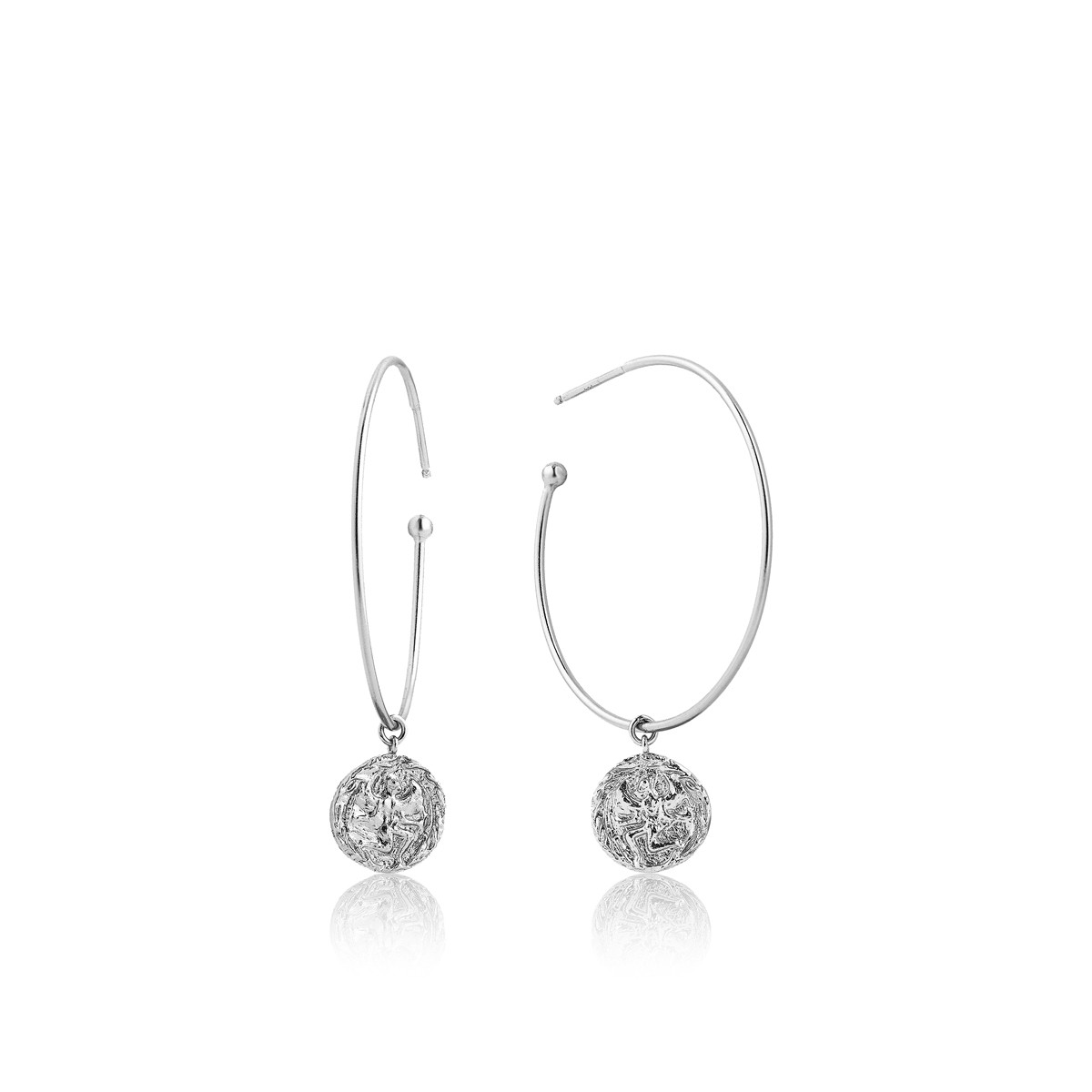Boucle d'oreille argent 925, anneau, médaillon gravé