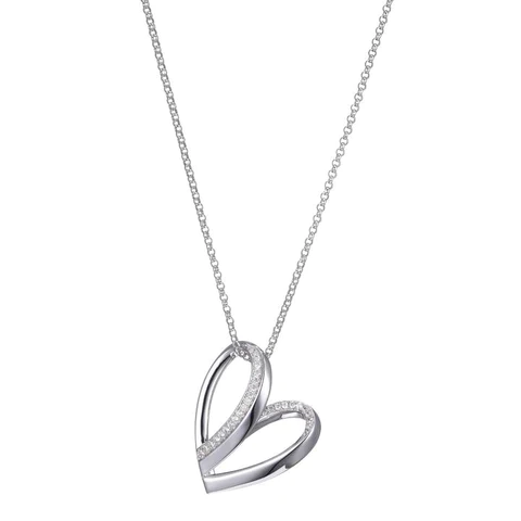 Pendentif pour femme en argent 925, zircons, coeur