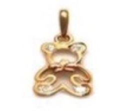 Pendantif or 10K, ourson, 4 pierres
