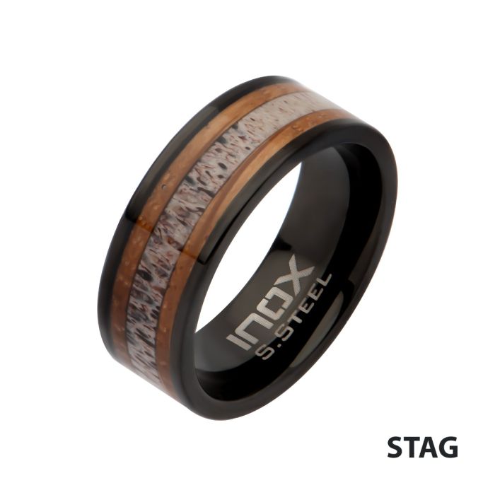 Jonc pour homme en stainless et bois - FR323K-09 - Inox