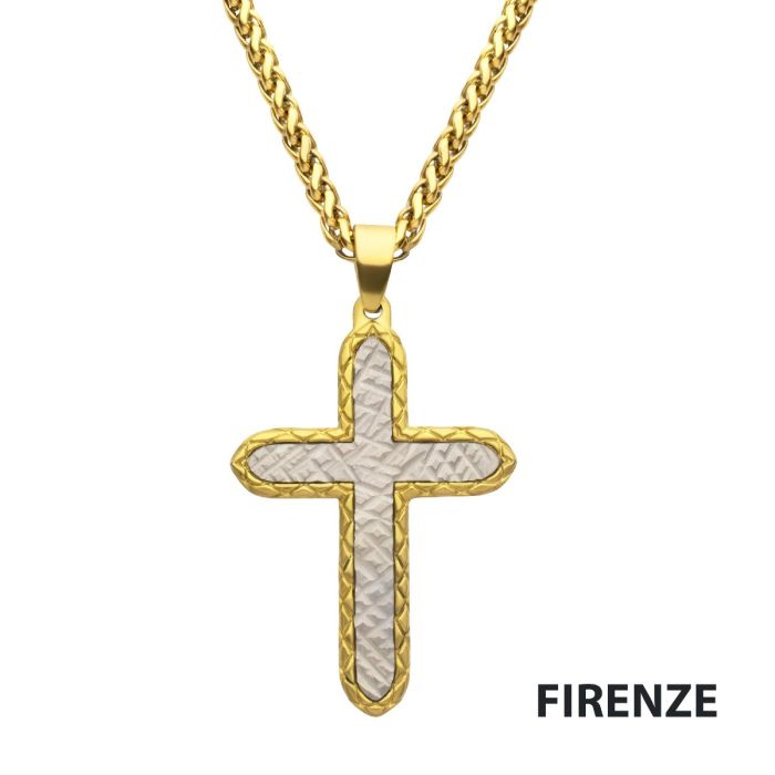 Pendentif pour homme en stainless, croix - SSP661GPNK - Inox
