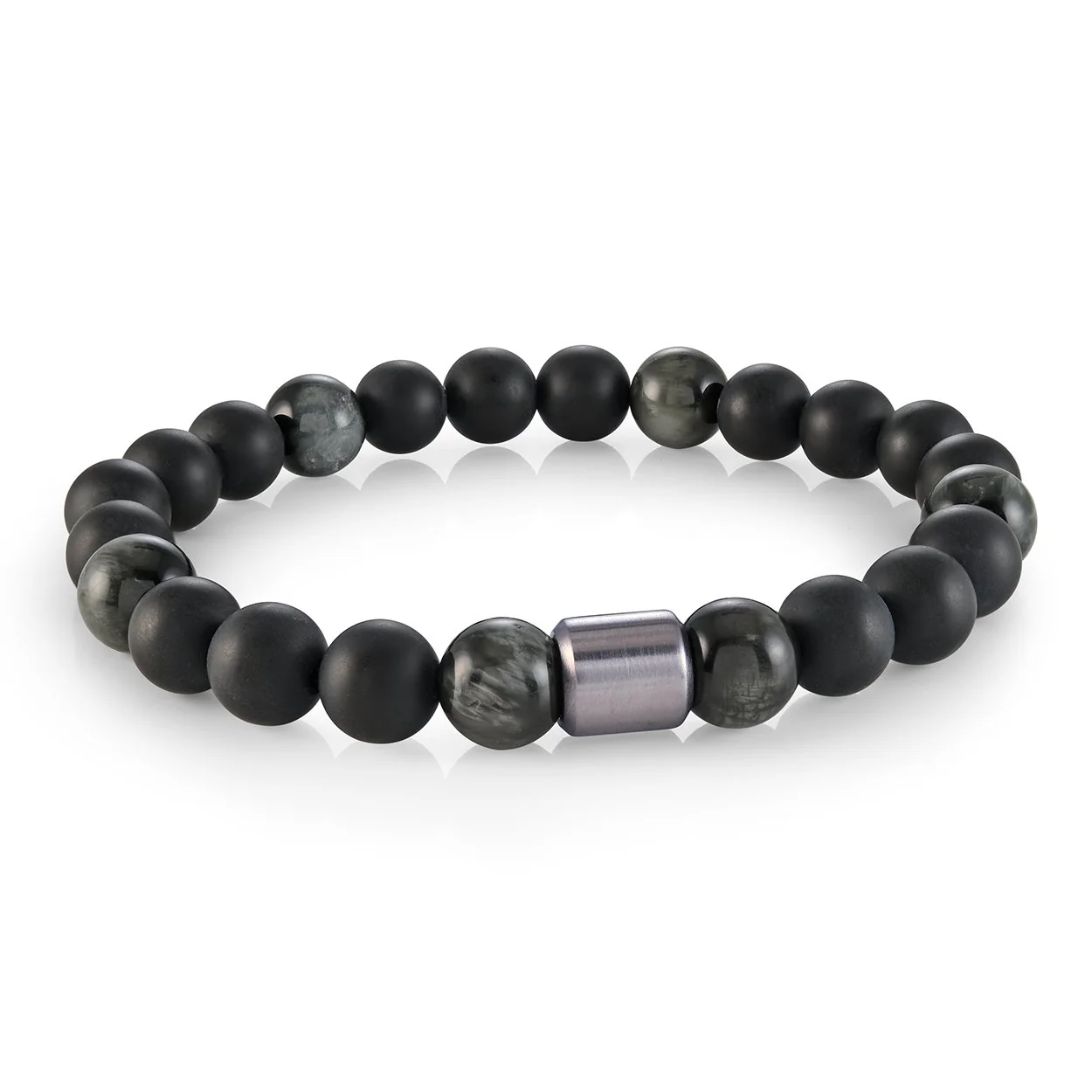 Bracelet élastique pour homme en onyx, boules 8mm - BB-400-M - Italgem