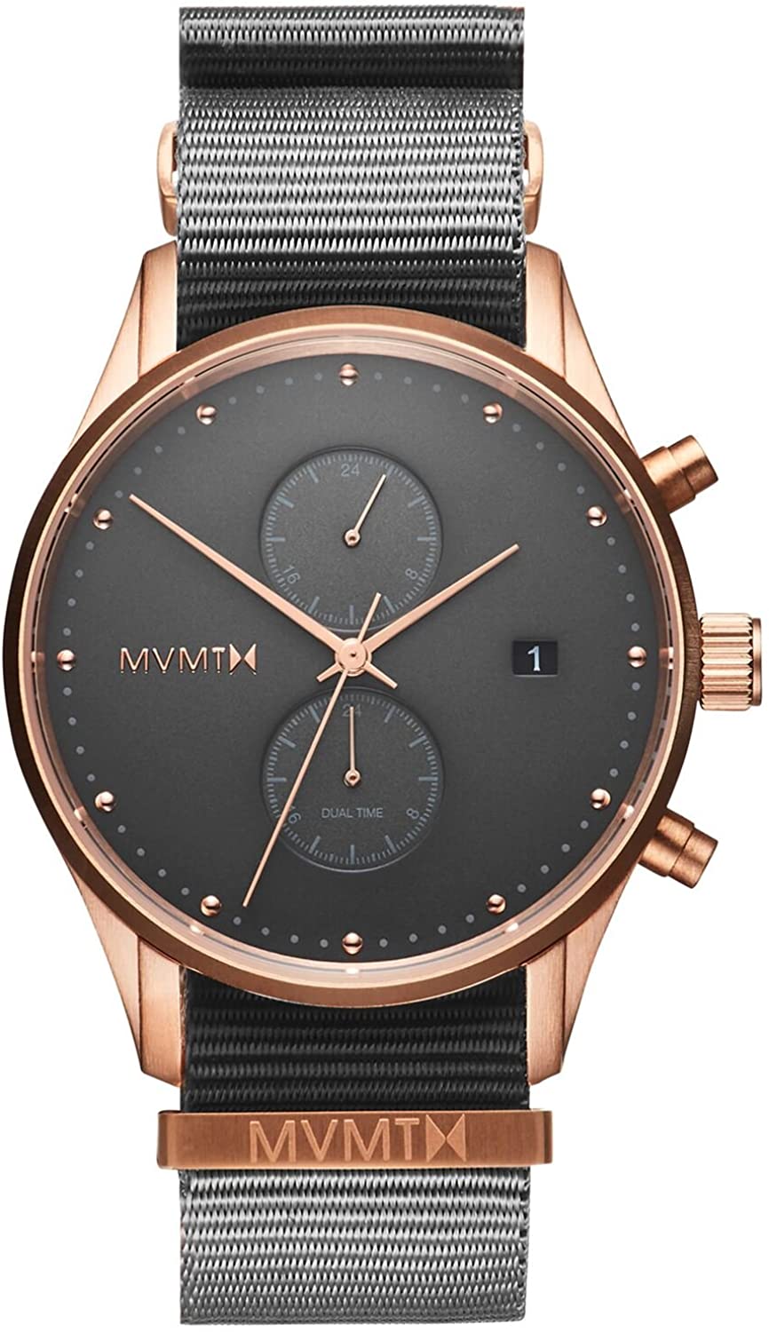 Montre stainless, bracelet tissu, 10ATM, chrono
