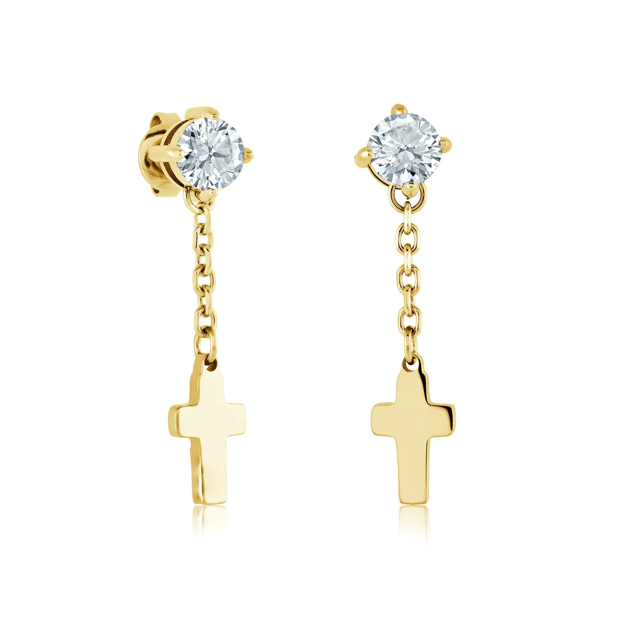 Boucles d'oreilles pour homme en stainless, croix - SEA344 - Italgem