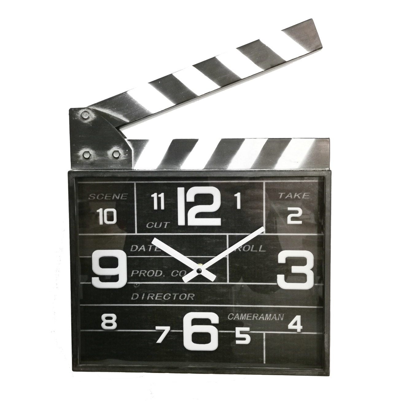 Horloge murale avec clap de cinéma Hollywood, Dimensions : 33 x 5,1 x 34,3 cm (13 x 2 x 13,5 in) Poids : 2,27 kg (5 lb) - TC1978 - Divers