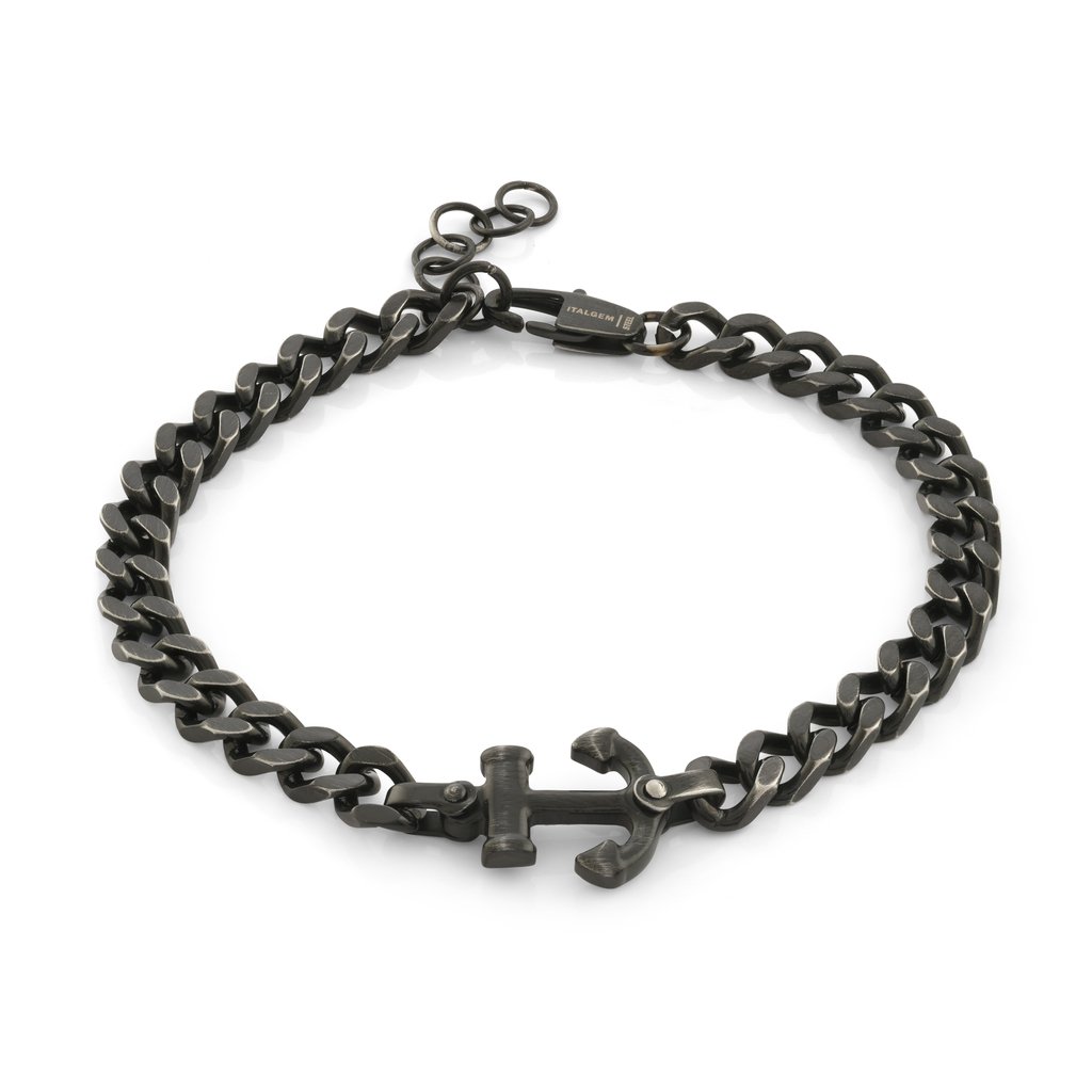 Bracelet pour homme en stainless, ancre, gourmette