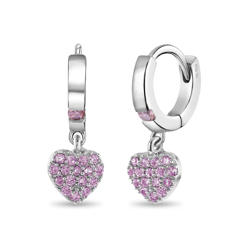 Boucles d'oreilles pour femme en argent 925, coeurs, cubic zirconium - SS-03-00074 - In Season Jewelry