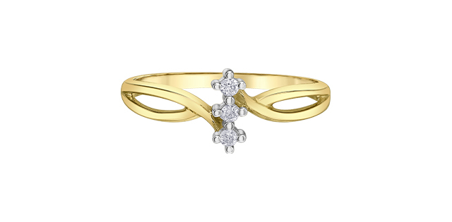 Bague pour femme en or 10k, 3 diamants pour 0.06 carat - L54040/06-10 - Corona