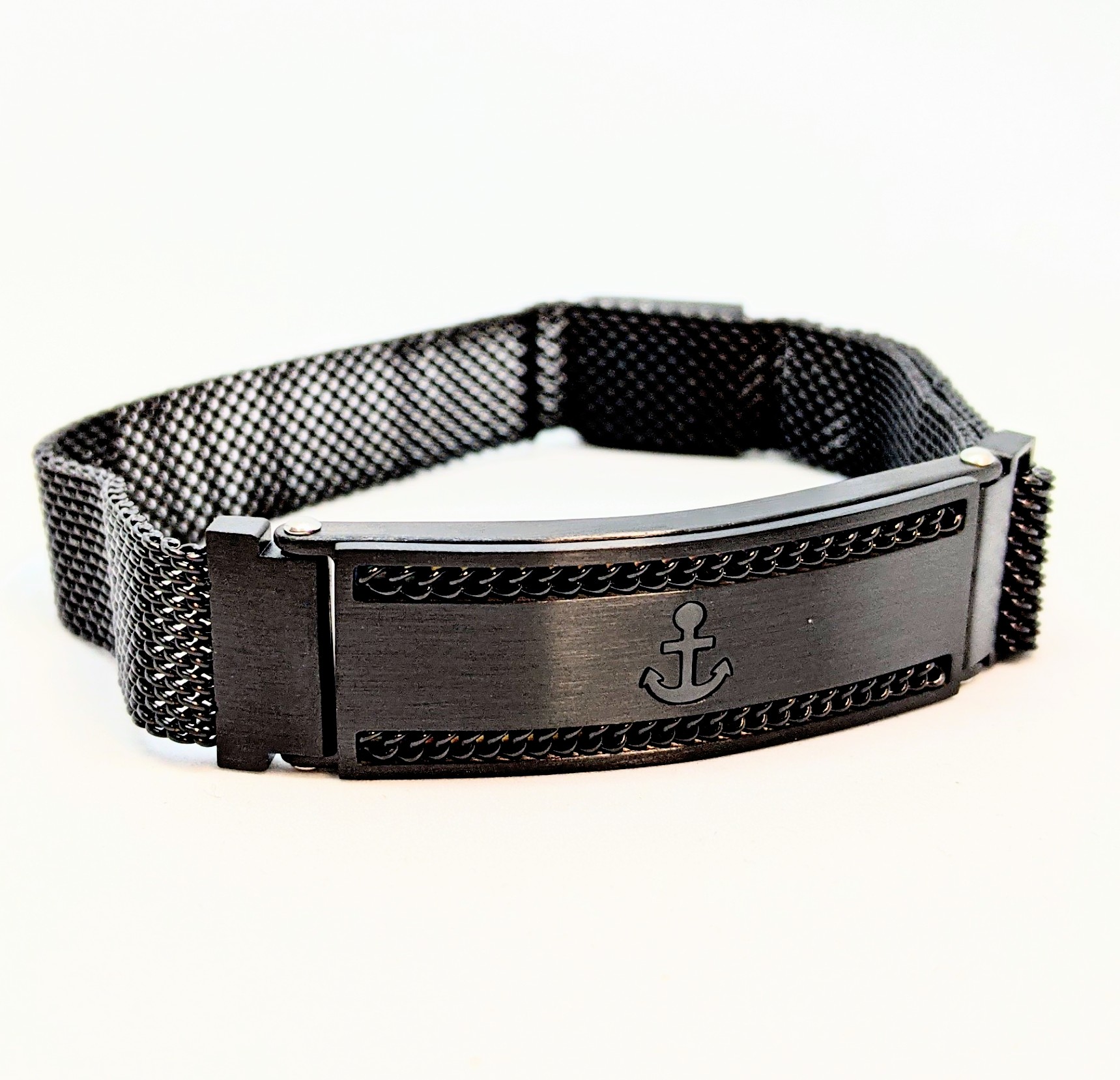 Bracelet stainless, mèche, ancre